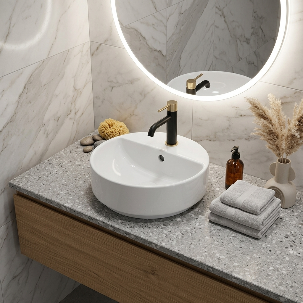 Ideal Standard i.life Раковина 40х40х13см., накладная, 1 отв., с переливом, без крепежа, цвет: белый глянцевый