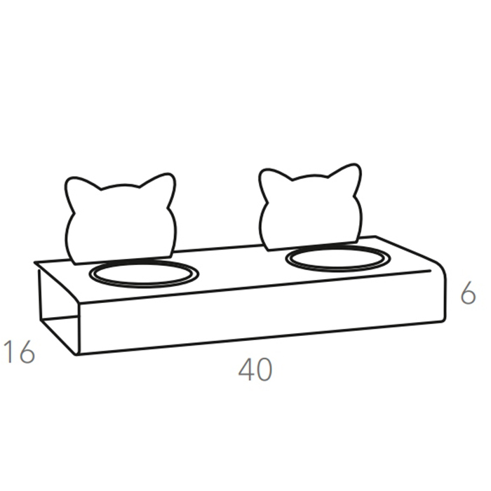 ADJ Подставка с мисками Cat, хром, 40x16xH6 см., цвет: шоколад/капучино
