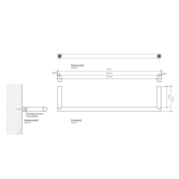 Decor Walther Mikado HTE30 Полотенцедержатель 30см, подвесной, цвет: сталь матовая