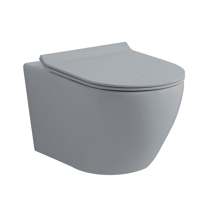 NEMO Унитаз 53x36см., подвесной, безободковый, tornado, сиденье микролифт, цвет: серый матовый