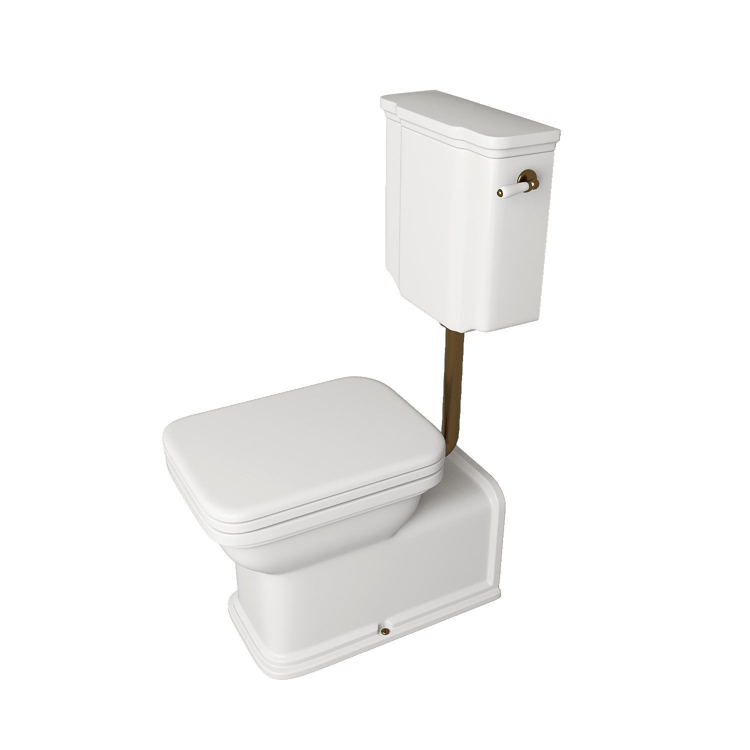 Kerasan Waldorf Унитаз 65х37см., приставной, c низким бачком, ручкой смыва справа, цвет: белый/бронза