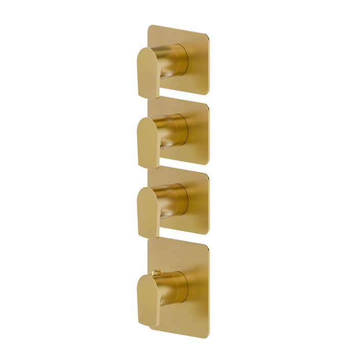 Newform Haka Смеситель для душа, термостатический, на 3 потока, цвет: PVD brushed gold