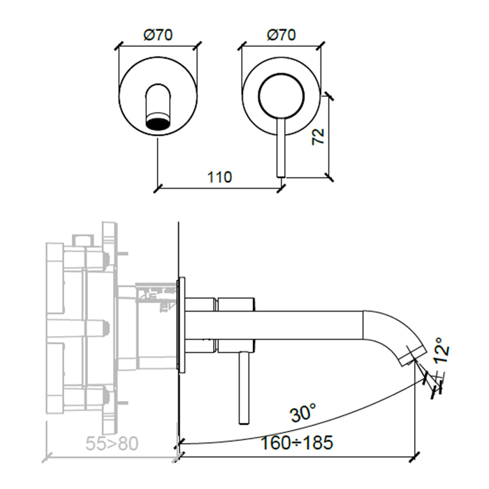 Almar Смеситель для раковины, встраиваемый, излив: 18.5см., цвет: хром