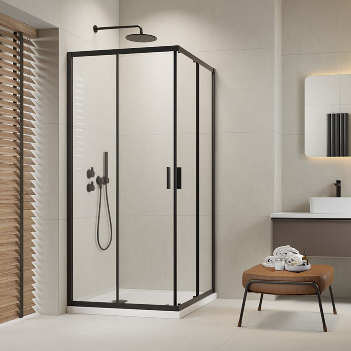 Radaway Alienta C Душевое ограждение 90x90см, стекло прозрачное, покрытие Easy Clean, профиль: черный