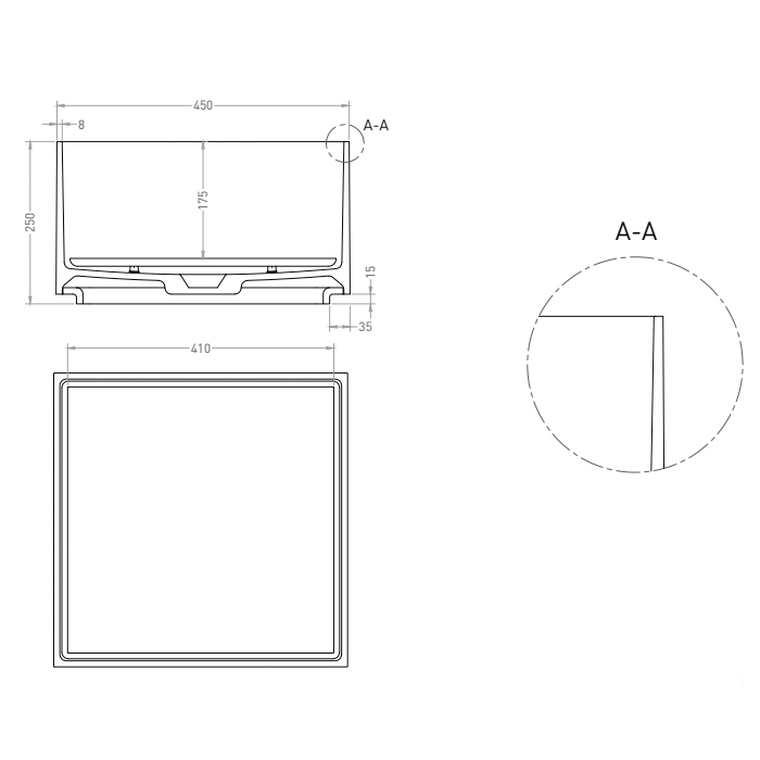 Salini Armonia Раковина 45x45x25см., без отв., накладная, S-Sense, цвет: белый глянцевый