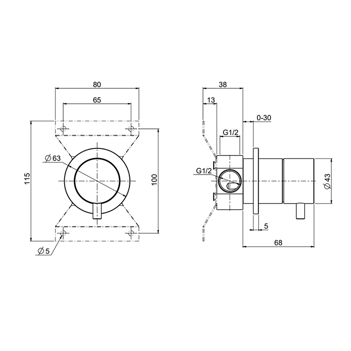 QuadroDesign Source Переключатель потоков, на 2 потребителя, цвет: brushed stainless steel