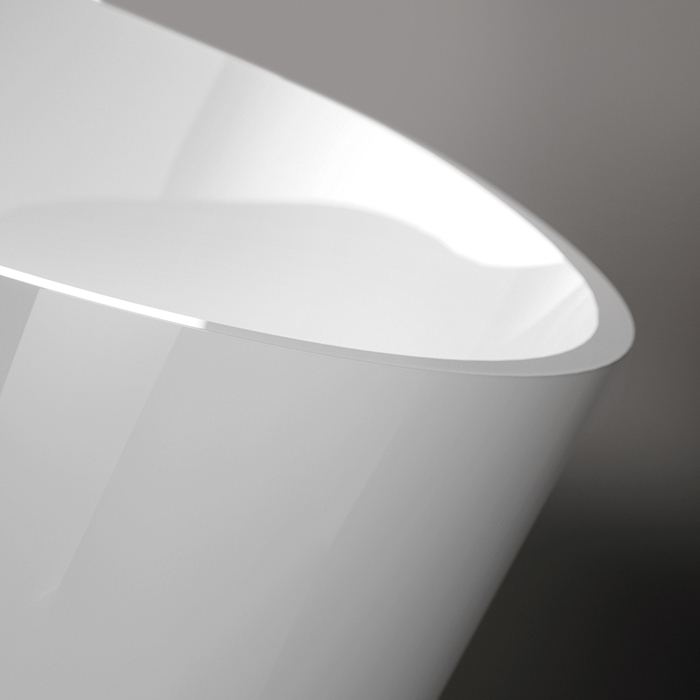 Gruppo Treesse Carezza Ванна 170х80х52см., отдельностоящая, Solid Surface, с сливом-переливом и сифоном, цвет: белый глянцевый