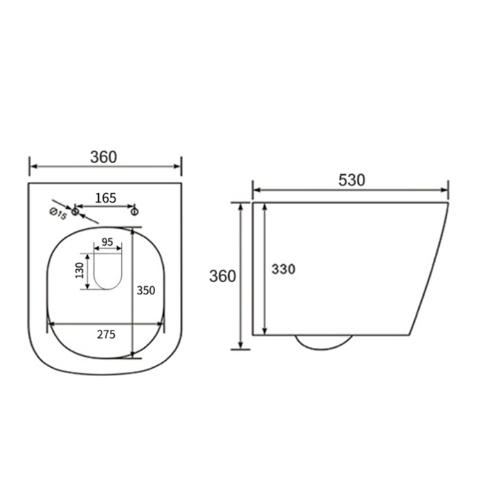 NEMO Унитаз 53x36см., подвесной, безободковый, tornado, сиденье микролифт, цвет: белый глянцевый