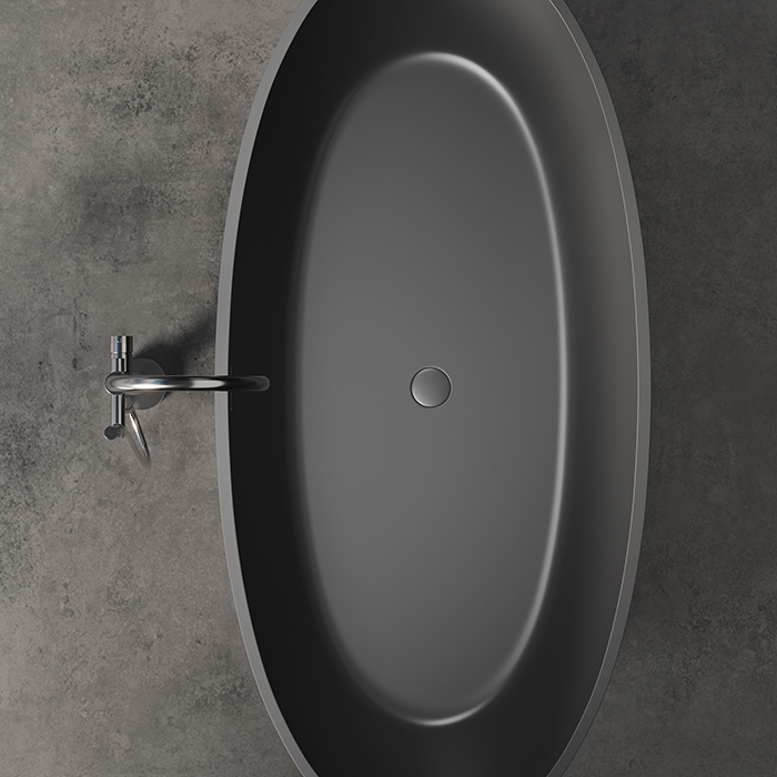 Dea Design Nature Ванна 170х80х55см., отдельностоящая, Solid Surface, цвет: Black №16