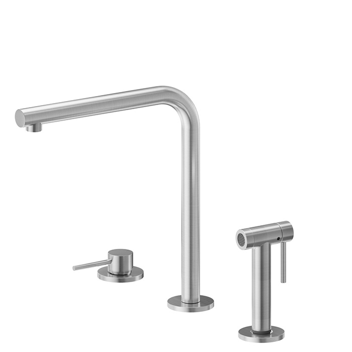 Newform N21 Смеситель для кухни, на 3 отв., излив 220 мм, цвет: Brushed nickel