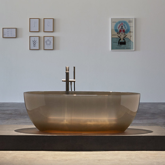 Antonio Lupi Reflex Ванна отдельностоящая 167х86х53см, с донным клапаном (graphit), сифоном, Cristalmood, цвет: Nebbia
