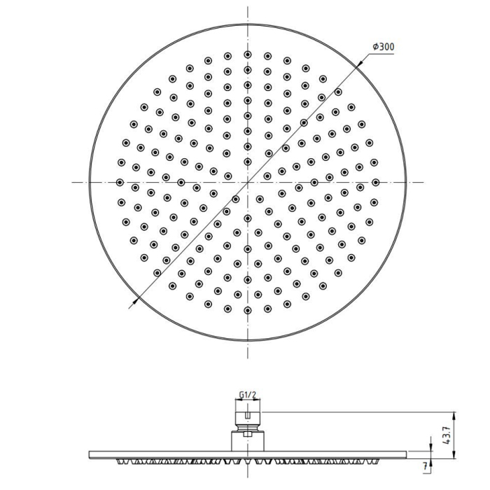 NEMO Верхний душ 30см., настенный/потолочный, 1 режим, латунь, цвет: брашированное золото