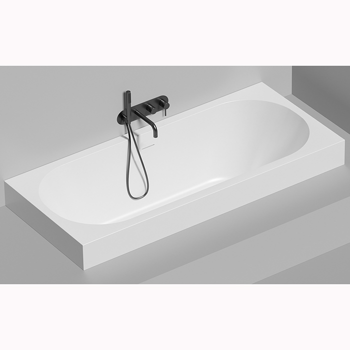 Salini Ornella Axis 180 Kit Встраиваемая ванна 180х80х60см, прямоугольная, материал: S-Stone, донный клапан "Up&Down", слив-перелив, цвет: белый матовый