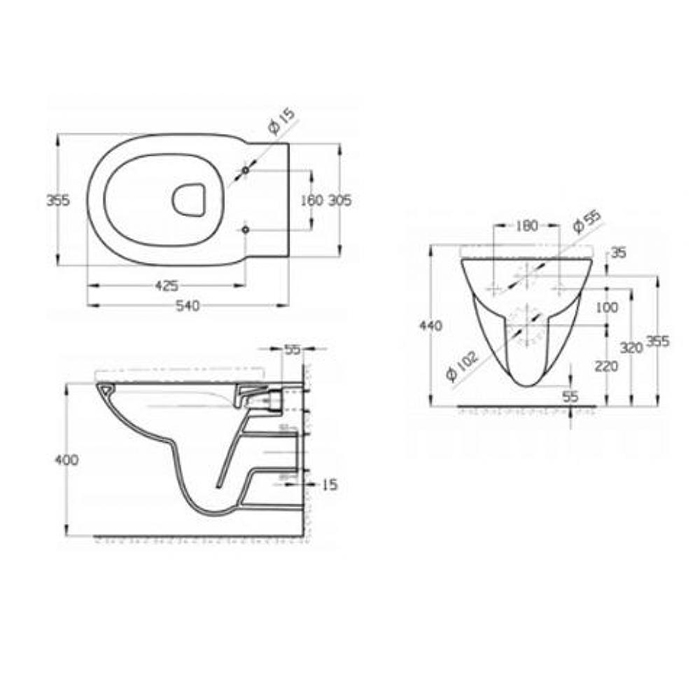 Roca Debba Round Унитаз подвесной 35x54см, безободковый, цвет: белый