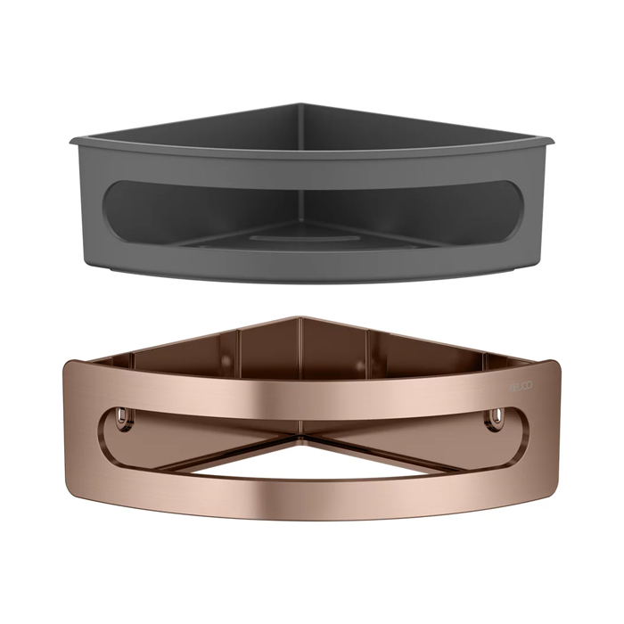 Keuco Elegance Полочка для душа, подвесная, угловая, цвет: brushed red gold/anthracite