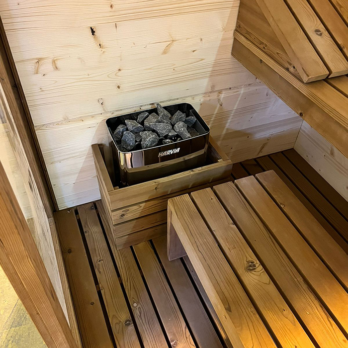 GRUPPO TREESSE AURA сауна 180х150х216Н, SX (левый вариант), подсветка, фронтальная дверь стекло/дерево
