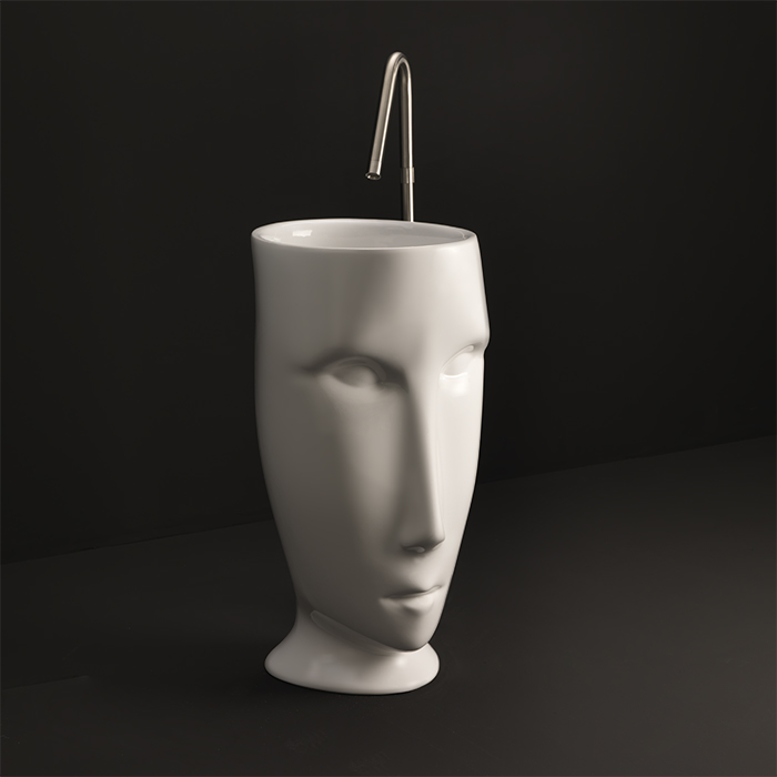 Kerasan Artwork Moloco Раковина 45х51х94.5 см, без отв., напольная, слив в пол, цвет: белый