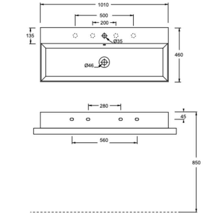 Alice Spy Раковина 101x46х13.5см., накладная/подвесная, без отв., цвет: белый глянцевый