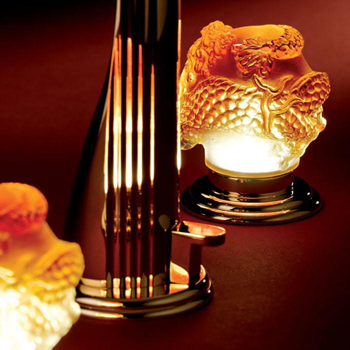 THG Dragon Sun Смеситель для раковины на 3 отверстия, с донным клапаном, ручки с подсветкой, цвет: полированное золото