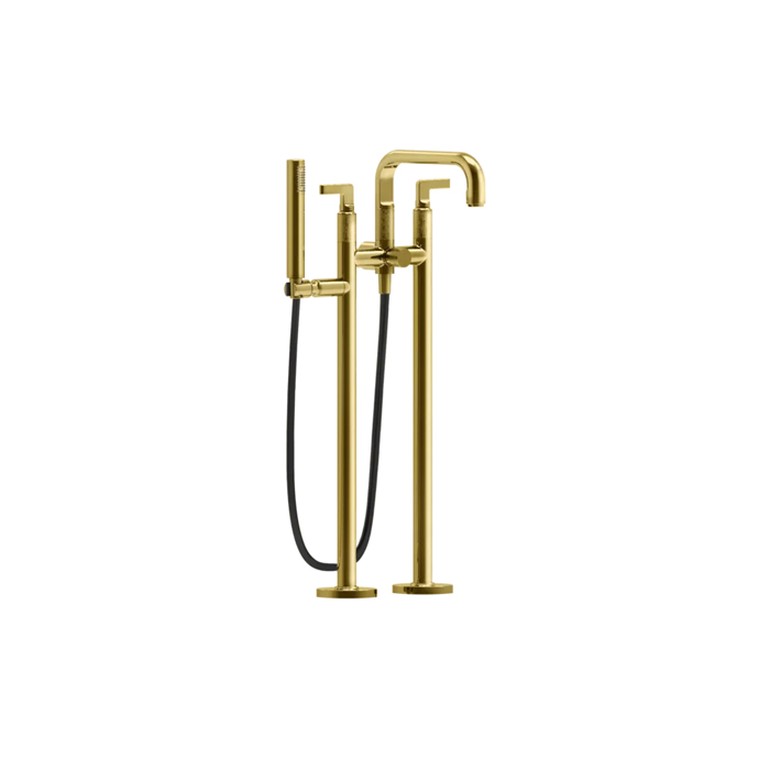 Gessi Inciso Смеситель для ванны, напольный, с ручным душем, цвет: золото