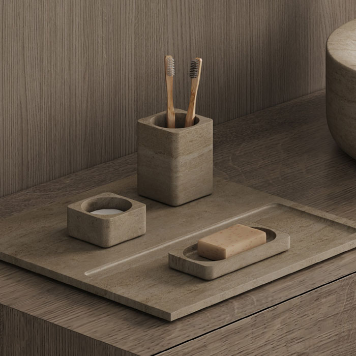 Dea Design Marble Поддон для аксессуаров, 40х40хh1.8см., настольный, из мрамора, цвет: Travertine