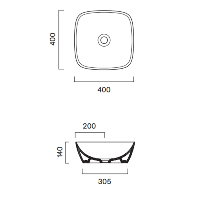 Catalano Alvea Раковина накладная 40х40см., цвет: белый глянцевый