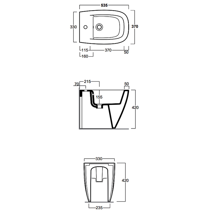 Simas Juniper Биде напольное 53,5x370xh42см, с 1 отв., цвет: mirto matt