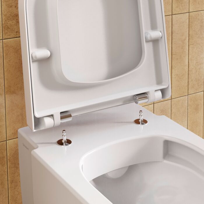 Duravit Balcoon Сиденье для унитаза, с микролифтом, цвет: сталь/белый глянцевый