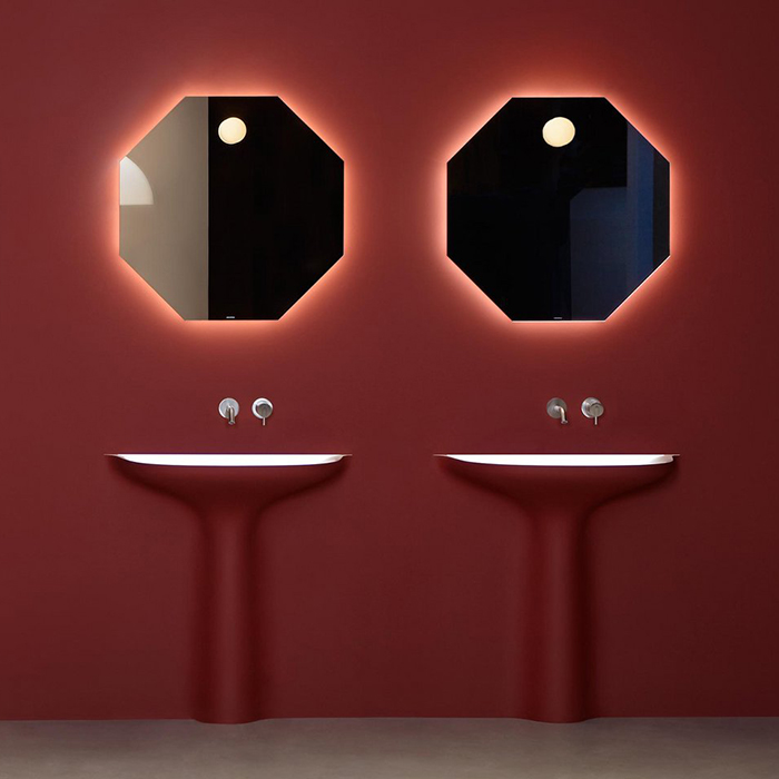 Antonio Lupi MODULO Зеркало 108х108х2.5cм., на раме, с блестящей кромкой, с белой светодиодной подсветкой