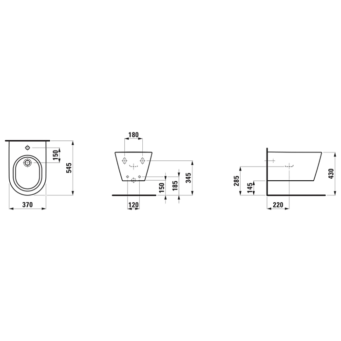 Laufen Kartell Биде подвесное 54.5x37x29см., 1 отв., цвет: графит матовый