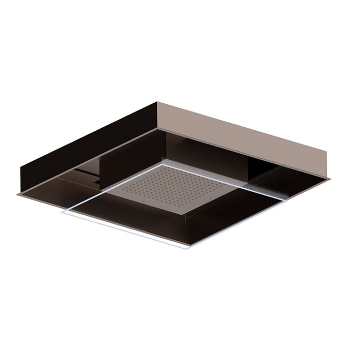 Newform Head Showers Верхний душ 74x74см, потолочный, скрытый, хромотерапия, цвет: copper glossy