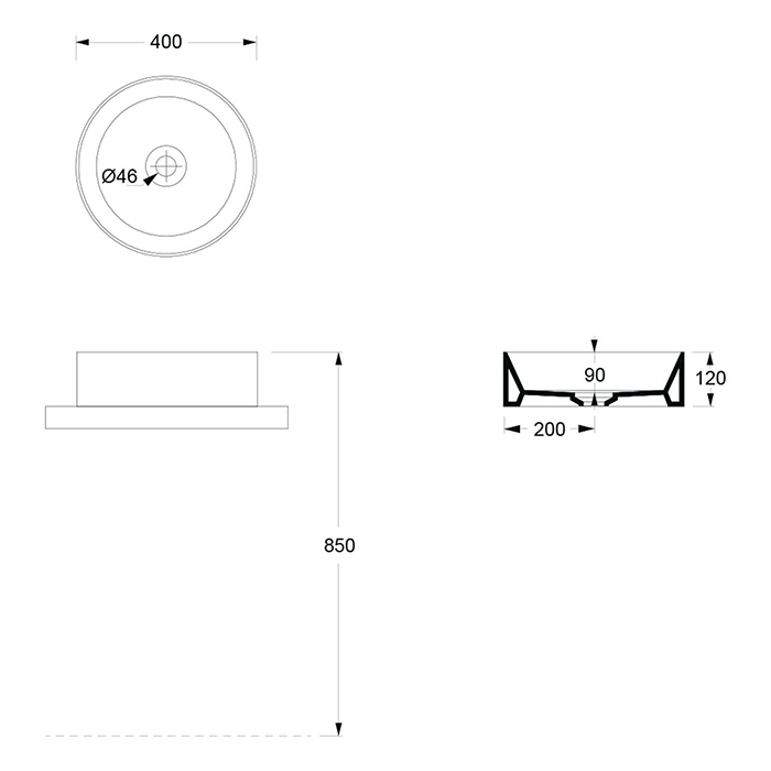 Alice Spy Round Раковина Ø40см., накладная, без отв., цвет: чёрный матовый