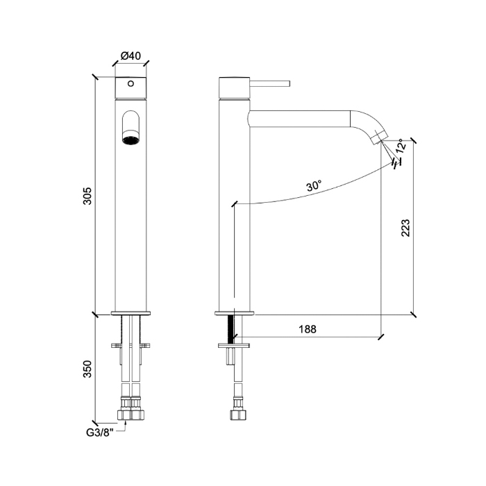 Almar Mixers Смеситель для раковины, высокий, 1 отв., без донного клапана, цвет: никель брашированный