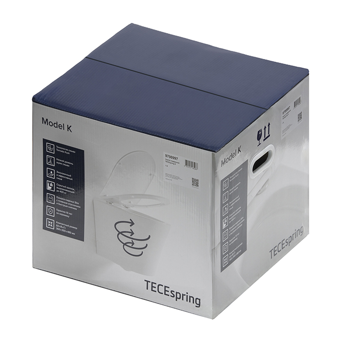 TECEspring K Комплект: Унитаз подвесной Kompakt, безободковый, со смывом Torando flush, сиденье Slim с микролифтом и быстрым снятием, цвет: белый