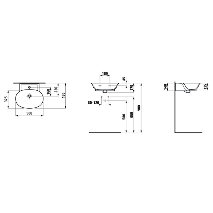 Laufen New Classic Раковина 50х45х17 см, 1 отв., подвесная, с переливом, цвет: белый LCC