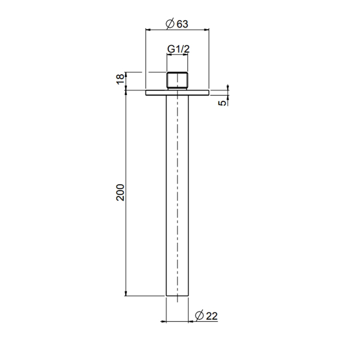 QuadroDesign Держатель верхнего душа, потолочный 20см., цвет: brushed stainless steel