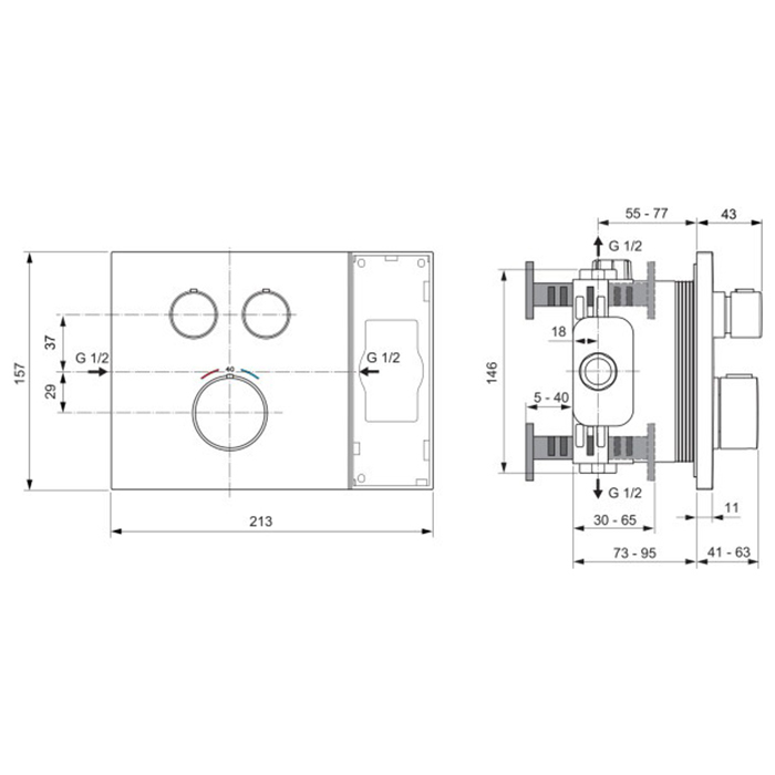 Ideal Standard Ceratherm Navigo Solos Смеситель для душа, встраиваемый, термостатический, цвет: PVD Silver Storm (Серебряный Шторм)