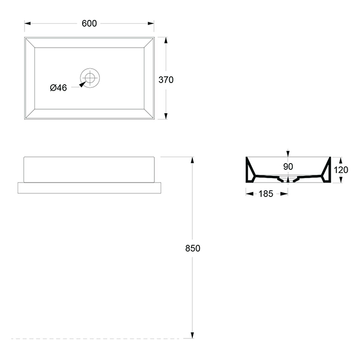 Alice Spy Rectangular Раковина 60x38х12см., накладная, без отв., цвет: белый глянцевый