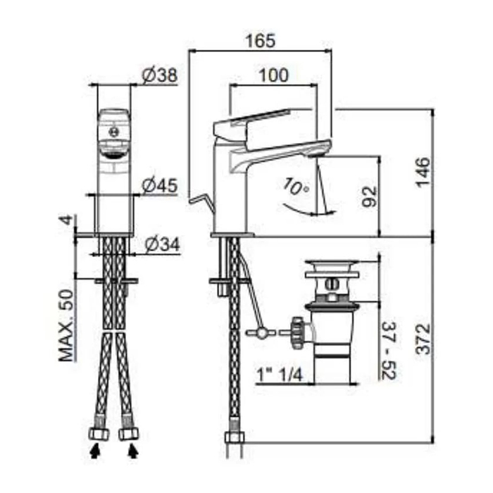 Kerama Marazzi Nota Смеситель для раковины, 1 отв., с донным клапаном, цвет: хром