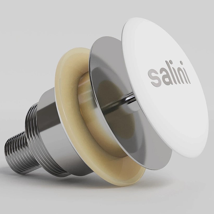 Salini D401 Донный клапан для ванны "Up&Down", S-Sense, цвет: белый глянцевый