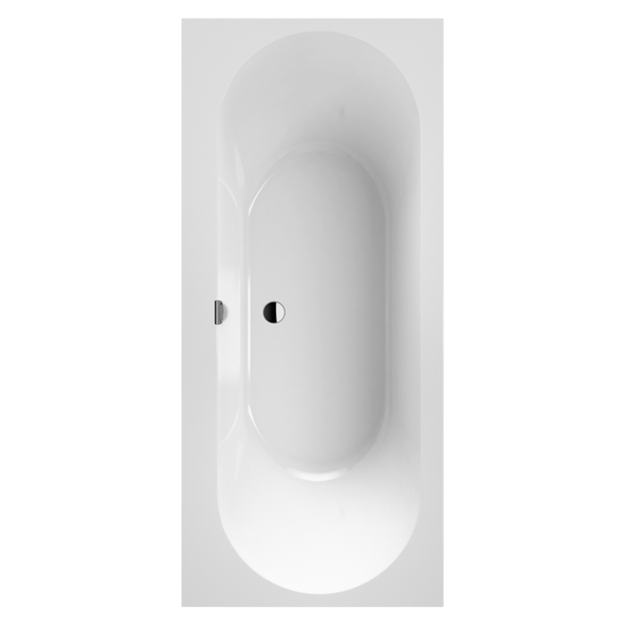 Villeroy&Boch Oberon 2.0 Ванна встраиваемая 1800*800*485, слив по центру, в к-те ножки и слив-перелив хром, материал: Quaryl, цвет: альпийский белый