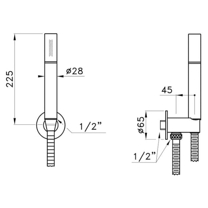 Stella Sirius Душевой гарнитур: ручной душ, держатель с подводом воды и шланг, цвет: черный матовый PVD