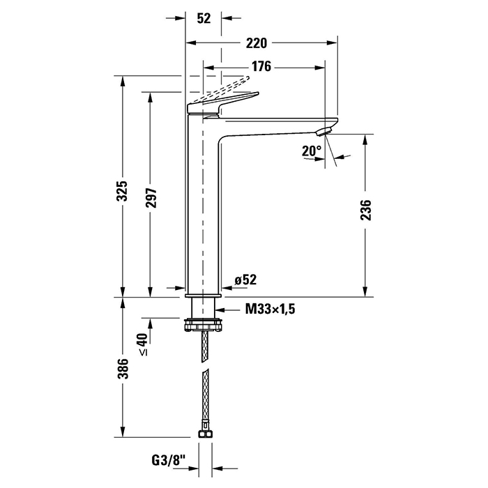 Duravit Circle XL Смеситель для раковины, на 1 отв., высокий, цвет: черный матовый