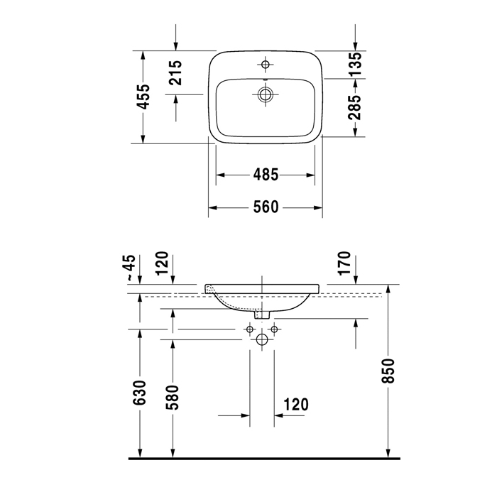 Duravit DuraStyle Раковина 56x45.5 см, 1 отв., цвет: белый