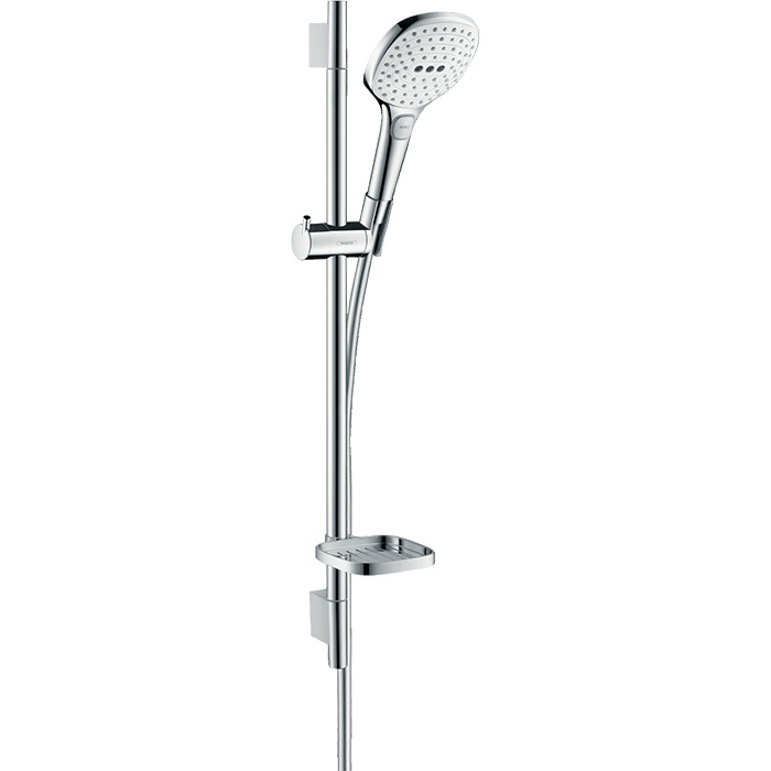 Hansgrohe Raindance Select E Душевой набор: штанга 65см, ручной душ, 3jet (Rain, RainAir, WhirlAir), мыльница, шланг, цвет: белый/хром