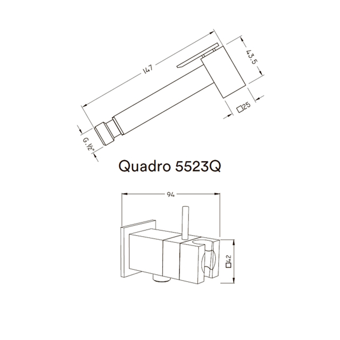 Nicolazzi Doccia Quadro Гигиенический душ со смесителем и держателем, цвет: хром