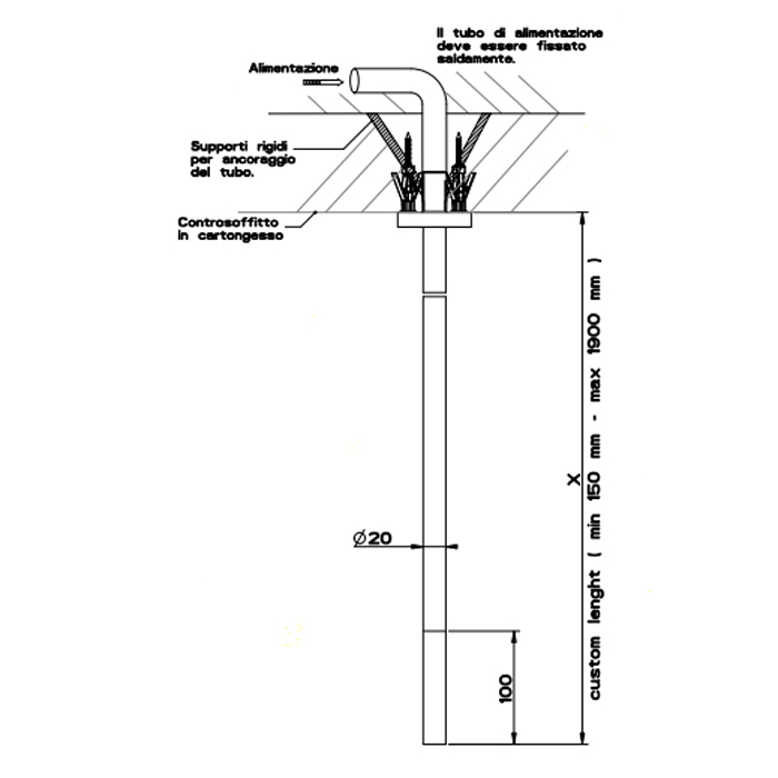 Gessi Flessa Излив потолочный, комбинируемый с удаленным управлением, цвет: шлифованная сталь