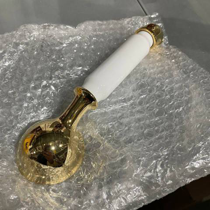 Cisal Shower Лейка душевая ручная с одним типом струи, ручка белая, цвет: золото