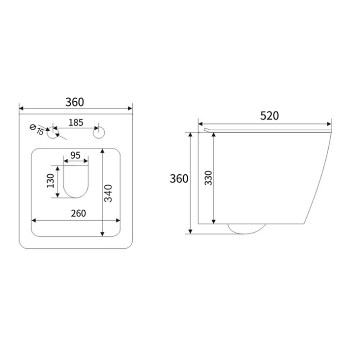 NEMO Унитаз 52x36см., подвесной, безободковый, tornado, сиденье микролифт, цвет: белый глянцевый