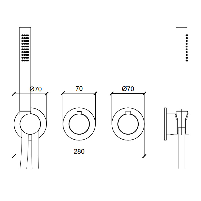 Almar Modular Смеситель для душа, встраиваемый, термостатический, с ручным душем и шлангом, цвет: хром